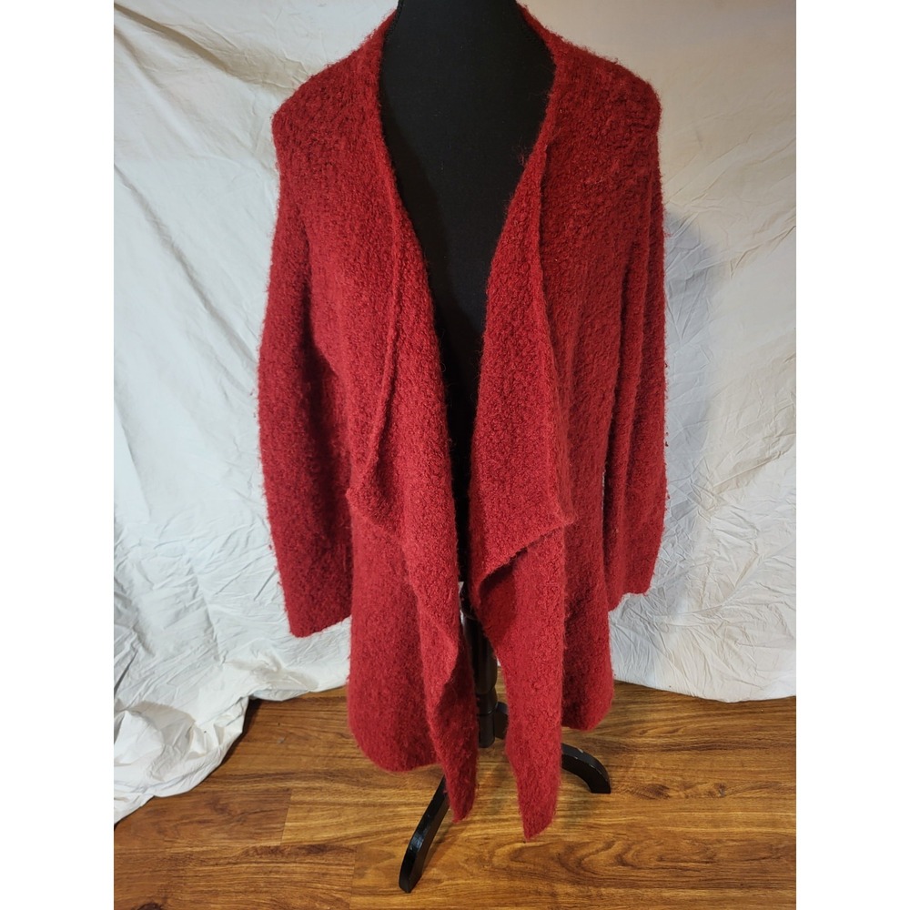 Novica Size Large Red‎ Baby Alpaca Blend Open Front Cardigan Sweater